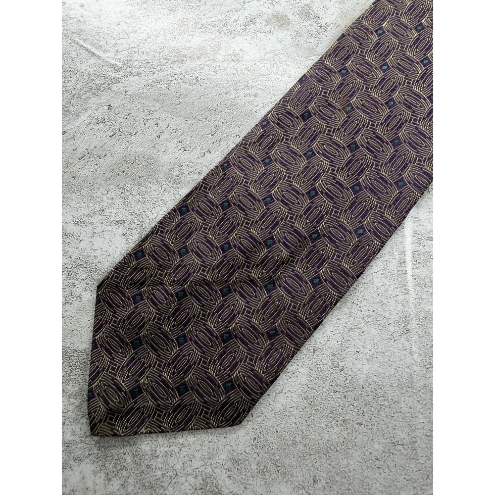 Robert Talbott Tie Mens One Size Purple 100% Silk Pointed Geometric Jacquard